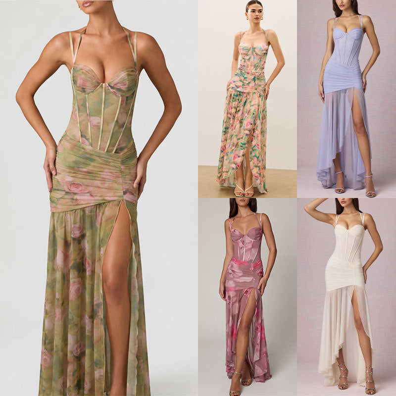Womens Printed Mesh Beach Dress