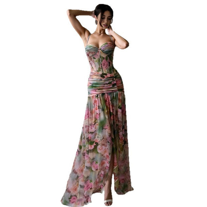Womens Printed Mesh Beach Dress