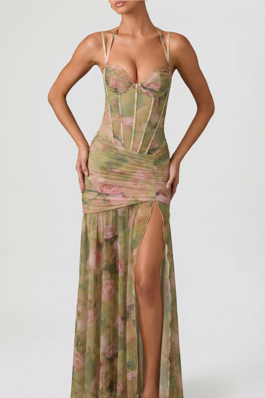 Womens Printed Mesh Beach Dress