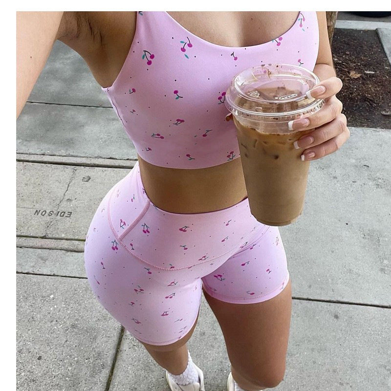 Womens Printed Yoga Set with Chest Support