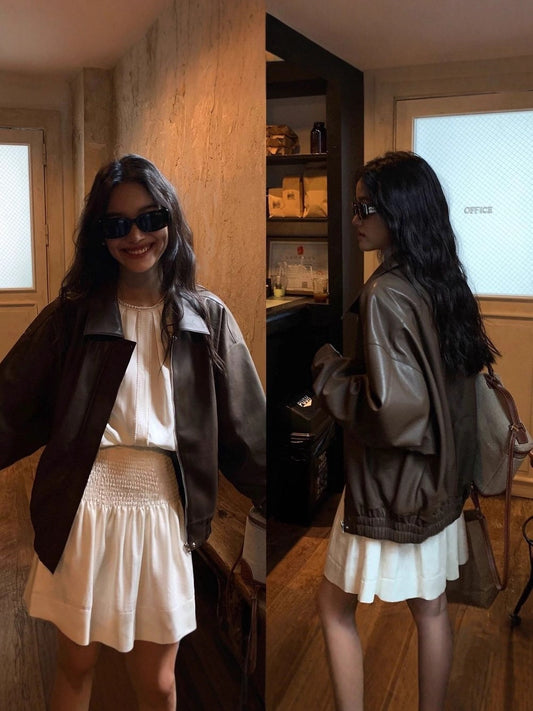 Womens PU Leather Casual Jacket