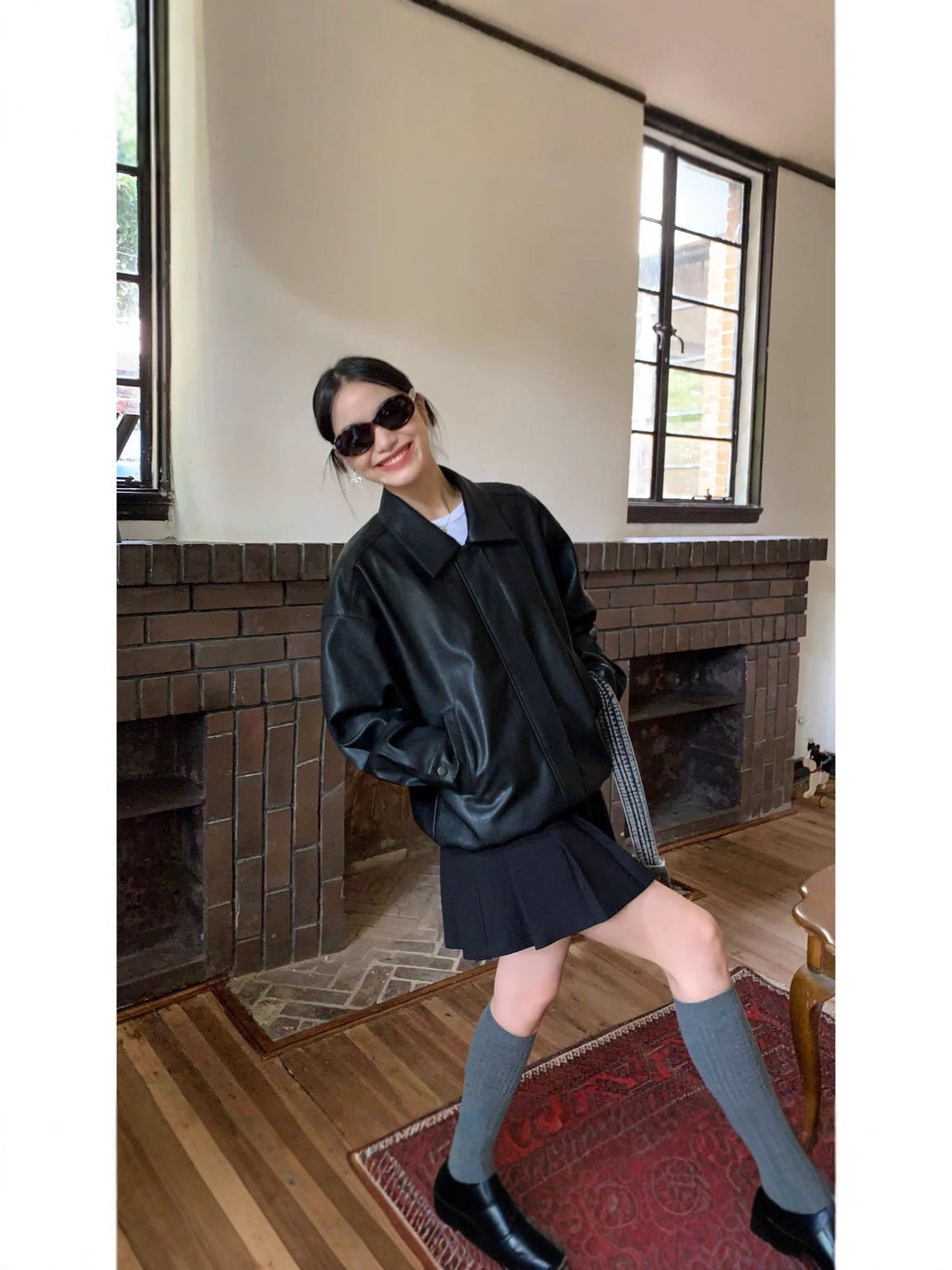 Womens PU Leather Casual Jacket
