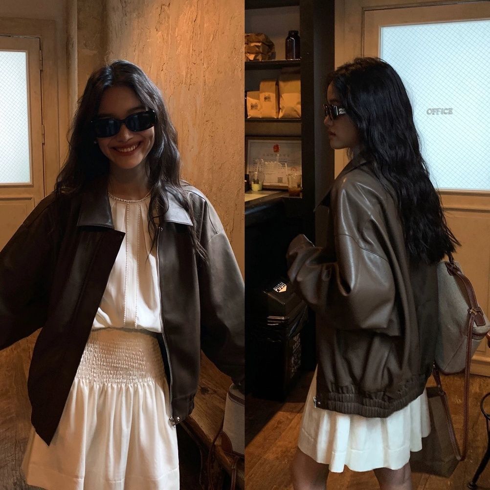 Womens PU Leather Casual Jacket