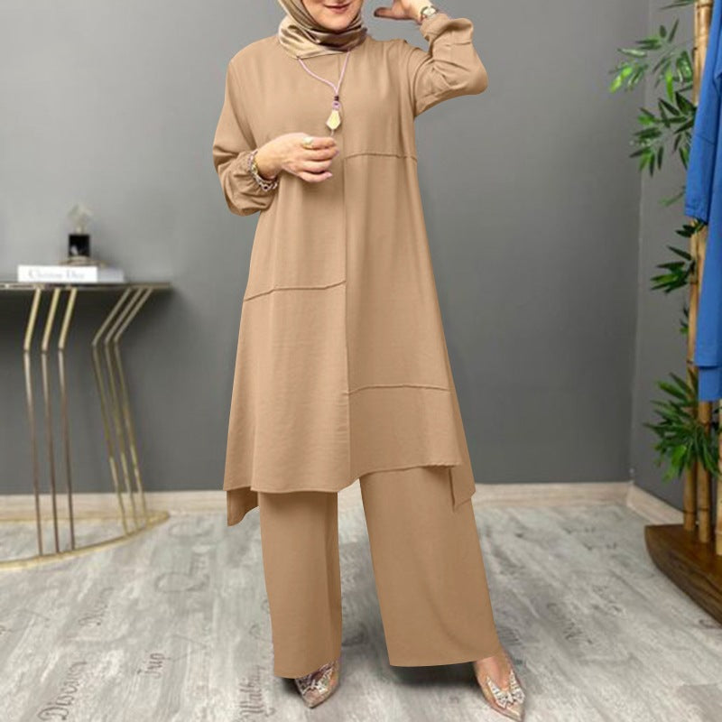 Womens Puff Sleeve Shirt and Wide Leg Pants