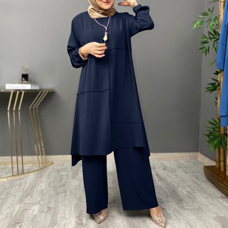 Womens Puff Sleeve Shirt and Wide Leg Pants