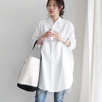 Womens Pure Cotton Loose Fit Long Sleeve Shirt