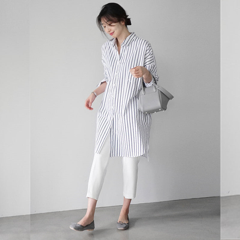 Womens Pure Cotton Loose Fit Long Sleeve Shirt