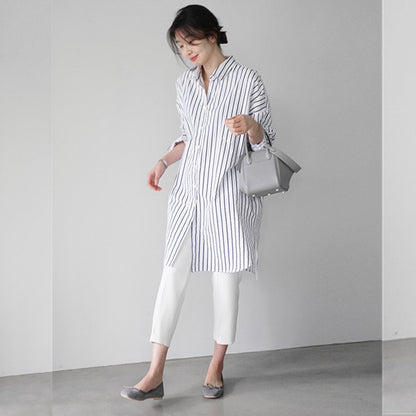 Womens Pure Cotton Loose Fit Long Sleeve Shirt