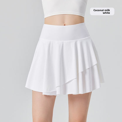 Womens Quick-Dry High Waist Pleated Sports Skirt