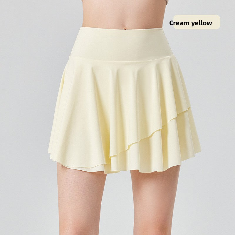 Womens Quick-Dry High Waist Pleated Sports Skirt