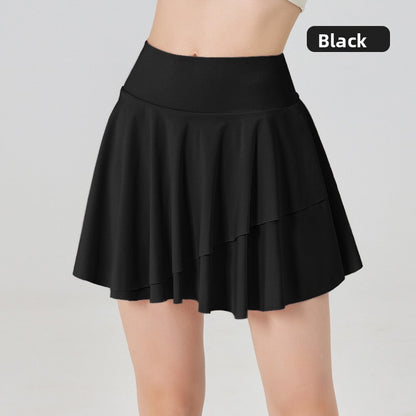 Womens Quick-Dry High Waist Pleated Sports Skirt