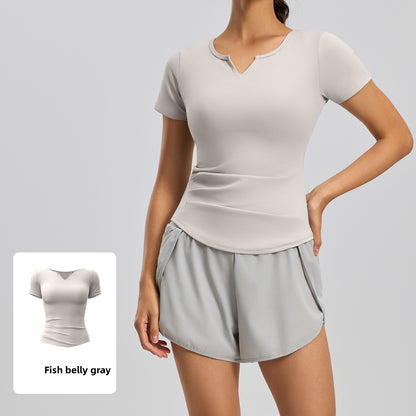 Womens Quick-Dry V-Neck Fitness Top