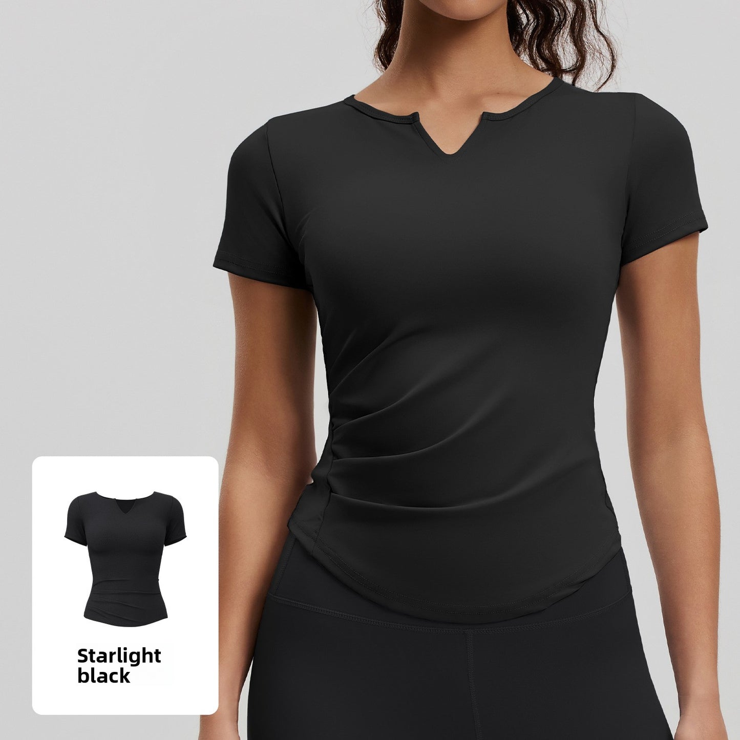 Womens Quick-Dry V-Neck Fitness Top