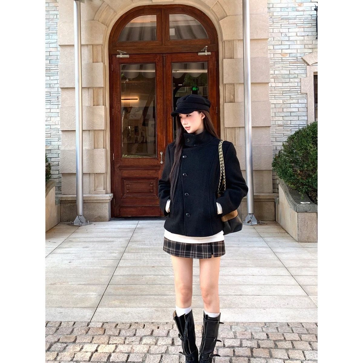 Womens Quilted Wool Coat