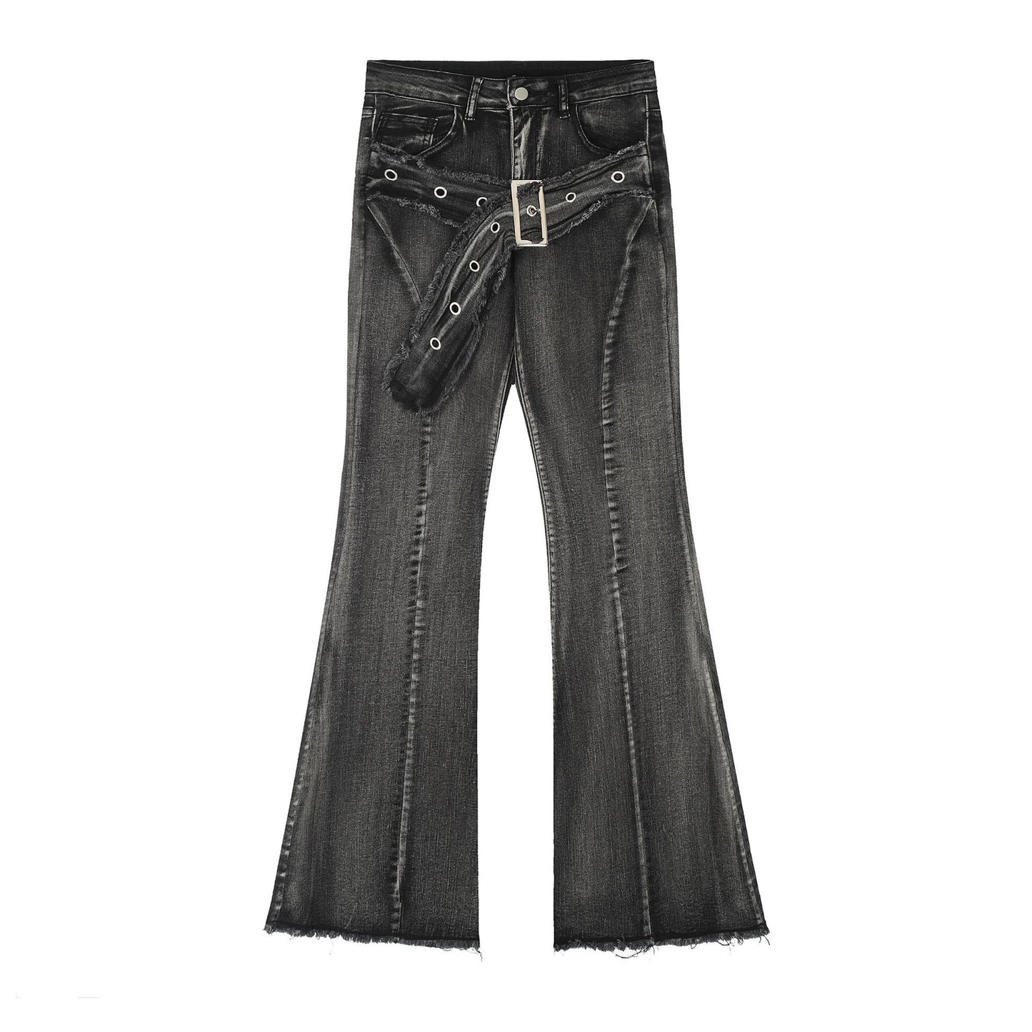 Womens Raw Edge Flared Cotton Pants