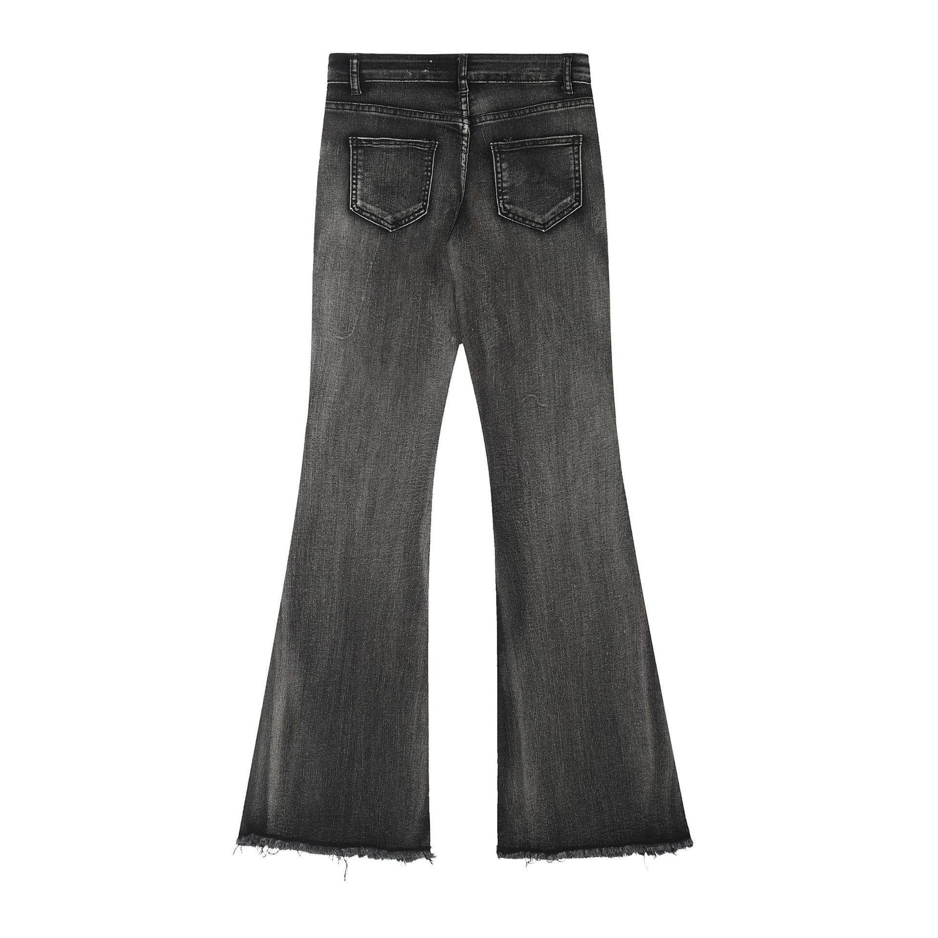 Womens Raw Edge Flared Cotton Pants