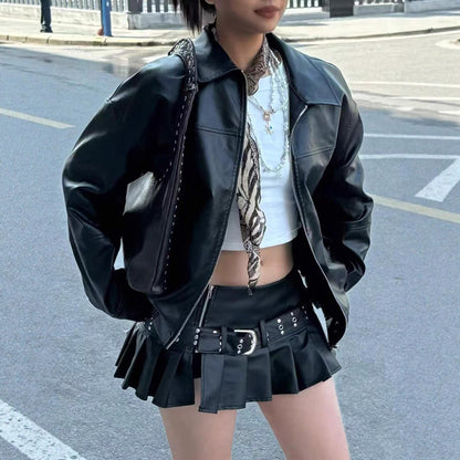 Womens Retro Leather Jacket