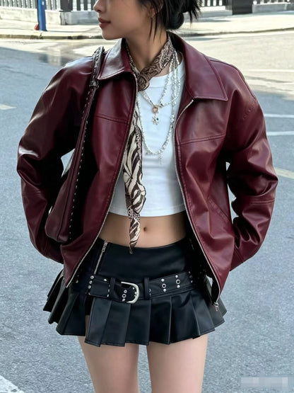 Womens Retro Leather Jacket
