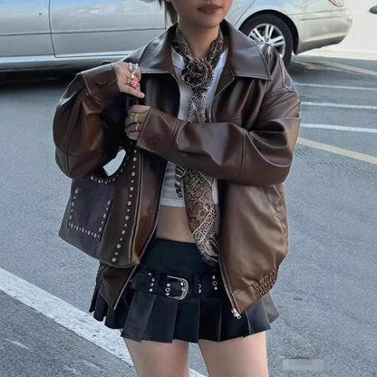 Womens Retro Leather Jacket