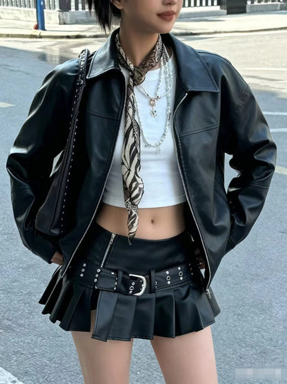 Womens Retro Leather Jacket