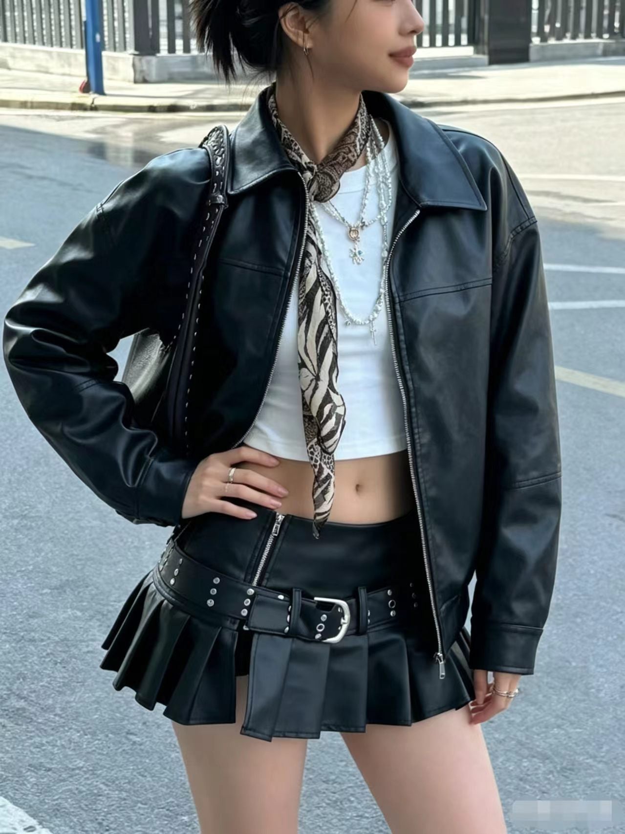Womens Retro Leather Jacket