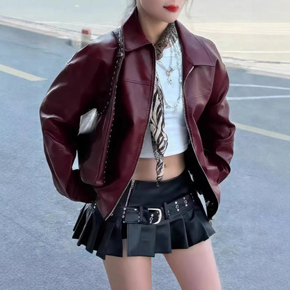 Womens Retro Leather Jacket