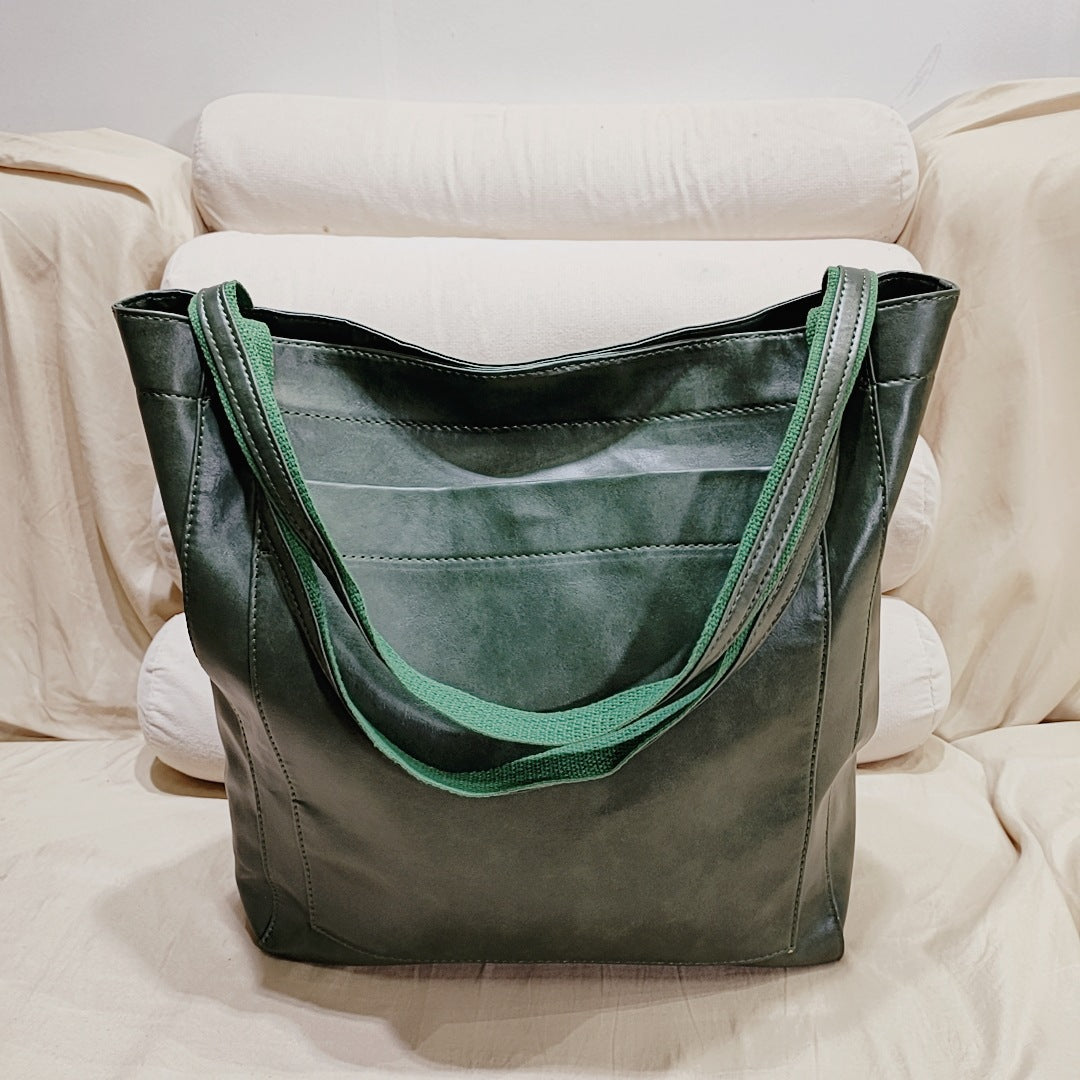Womens Retro Leather Tote Bag
