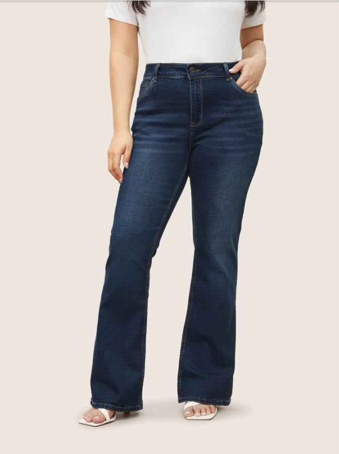 Womens Retro Straight Leg Denim Pants