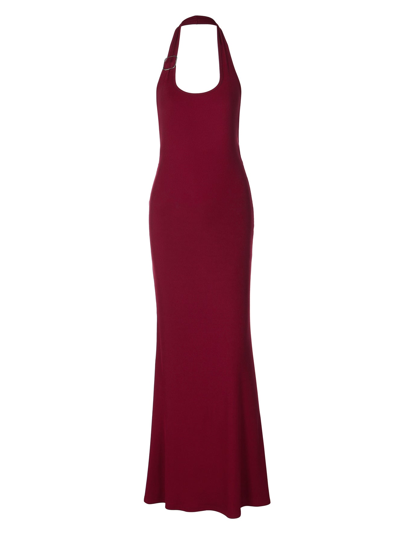 Womens Ribbed Halter Neck Long Dress