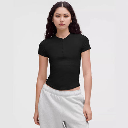Womens Ribbed Knit T-Shirt