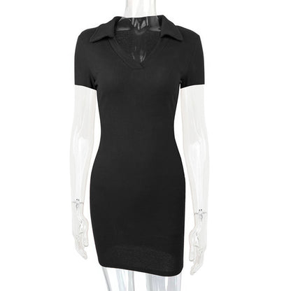Womens Ribbed Short Sleeve Dress