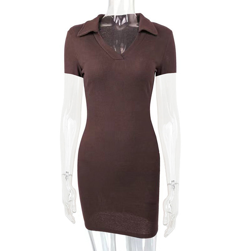 Womens Ribbed Short Sleeve Dress