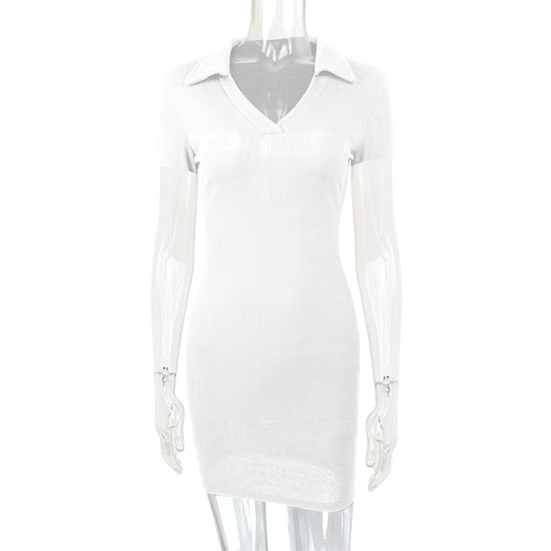 Womens Ribbed Short Sleeve Dress