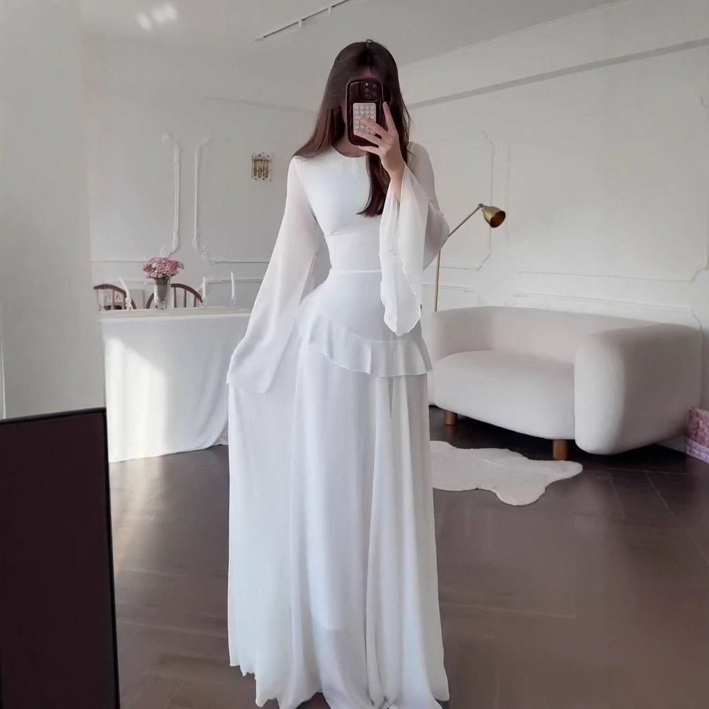 Womens Round Neck Long Sleeve Dress
