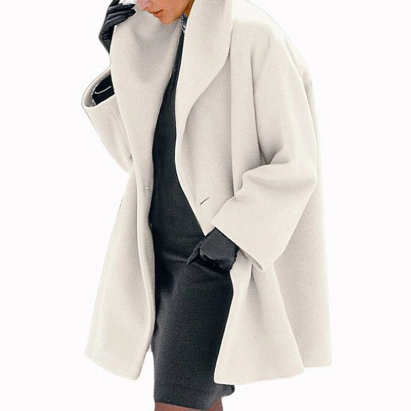 Womens Round Neck Loose Hooded Coat