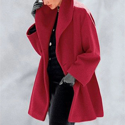 Womens Round Neck Loose Hooded Coat