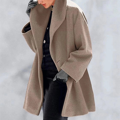 Womens Round Neck Loose Hooded Coat