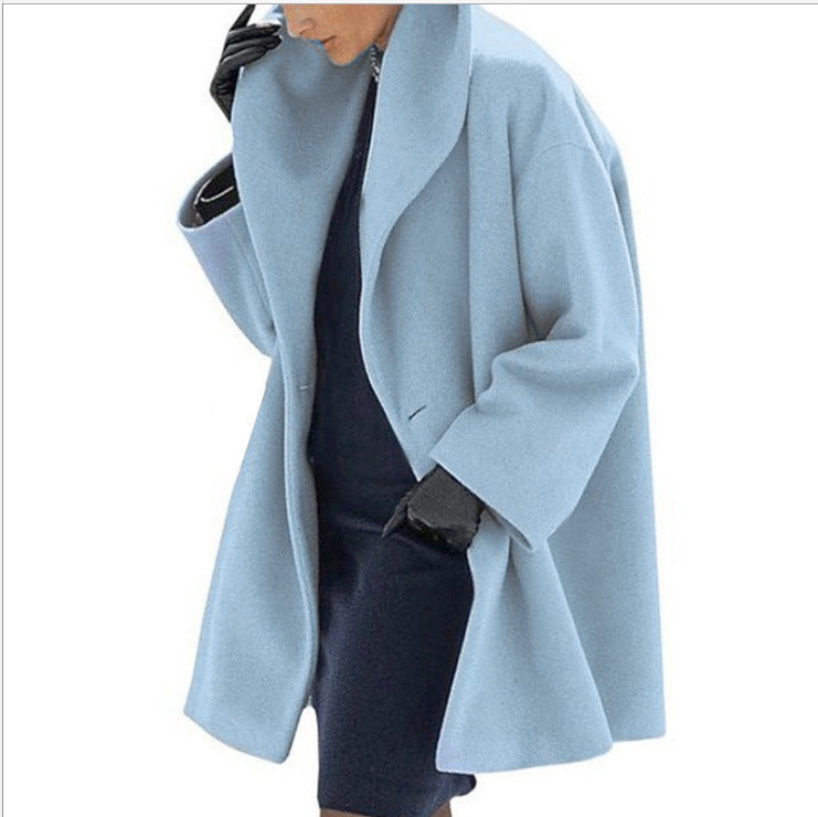 Womens Round Neck Loose Hooded Coat