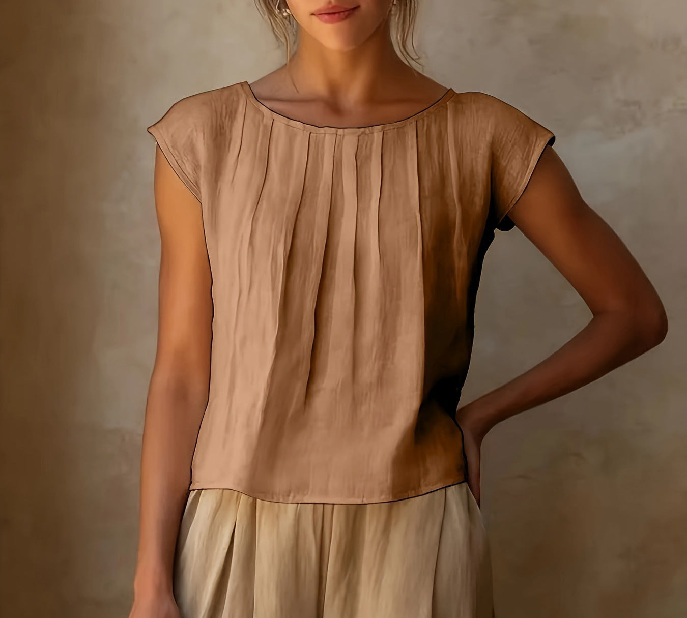 Womens Round Neck Sleeveless Blouse