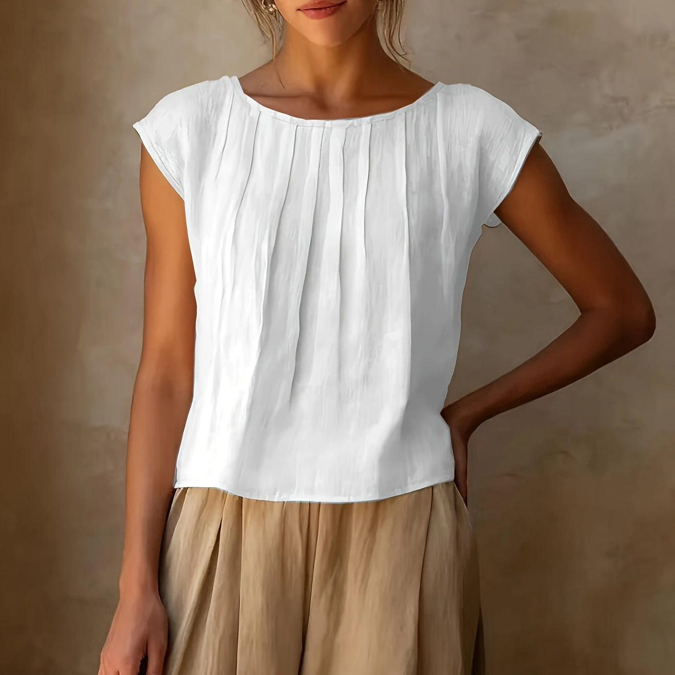 Womens Round Neck Sleeveless Blouse