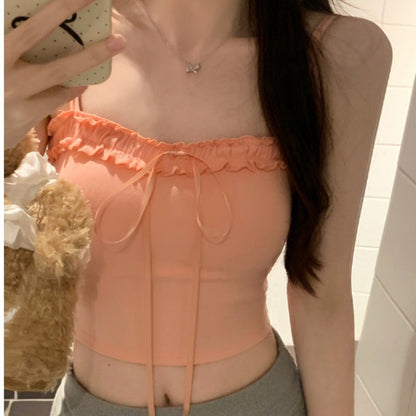 Womens Ruffled Camisole with Chest Pad