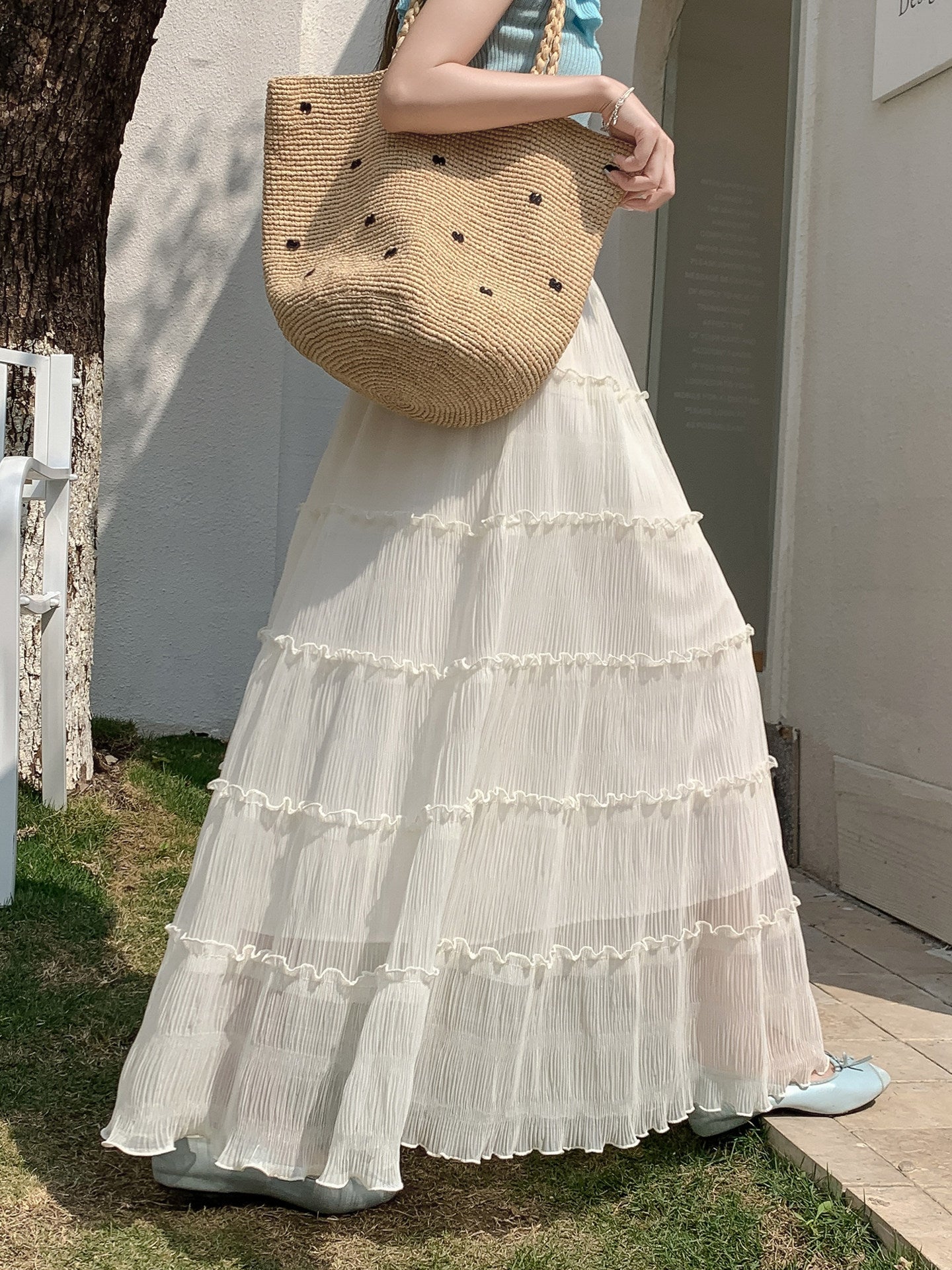 Womens Ruffled Flared Skirt