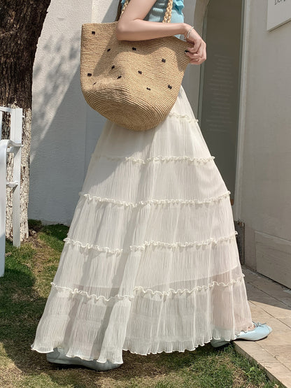 Womens Ruffled Flared Skirt