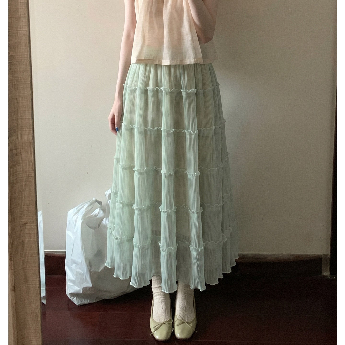 Womens Ruffled Flared Skirt