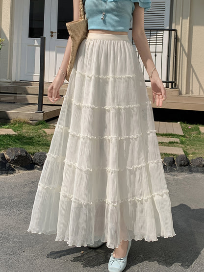 Womens Ruffled Flared Skirt
