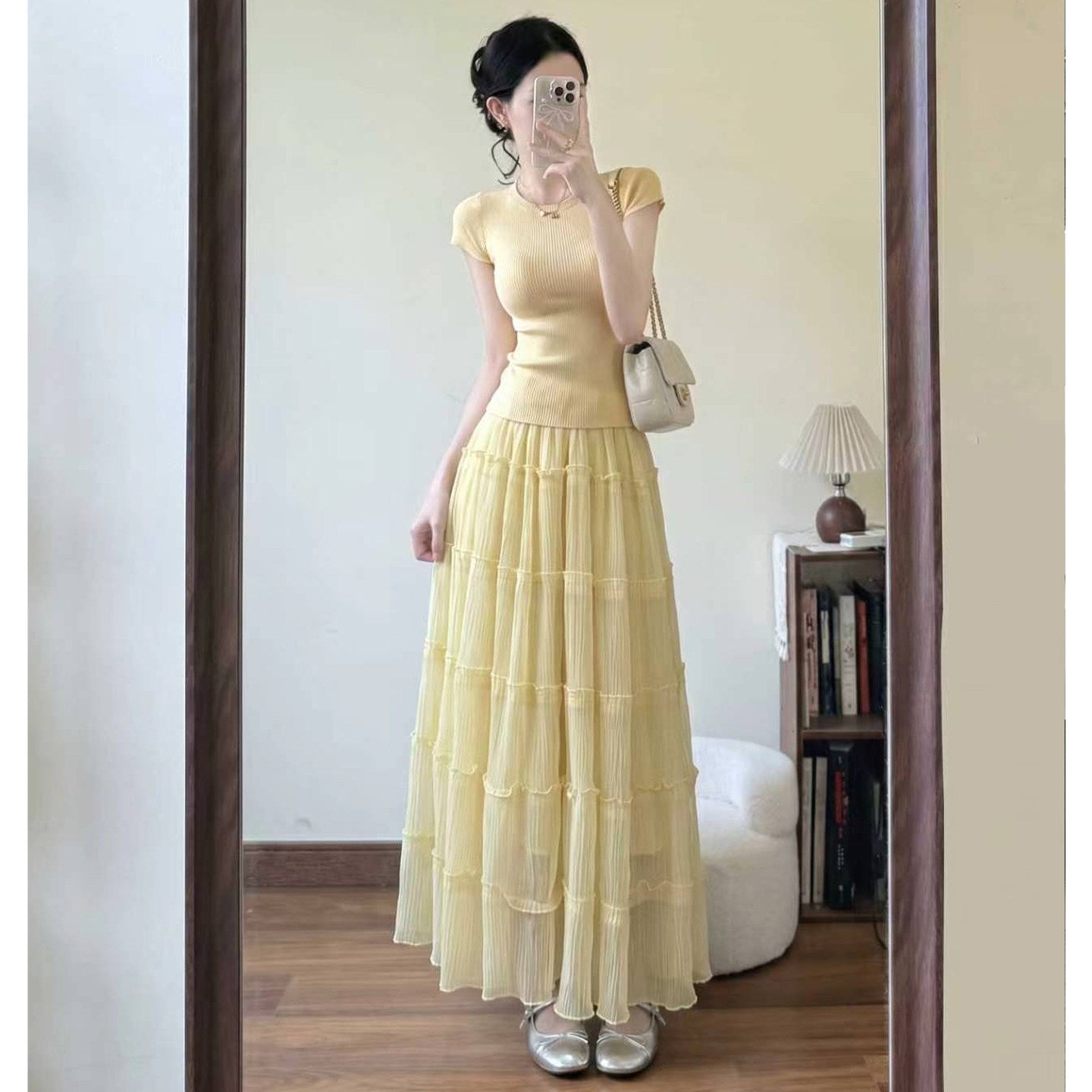 Womens Ruffled Flared Skirt