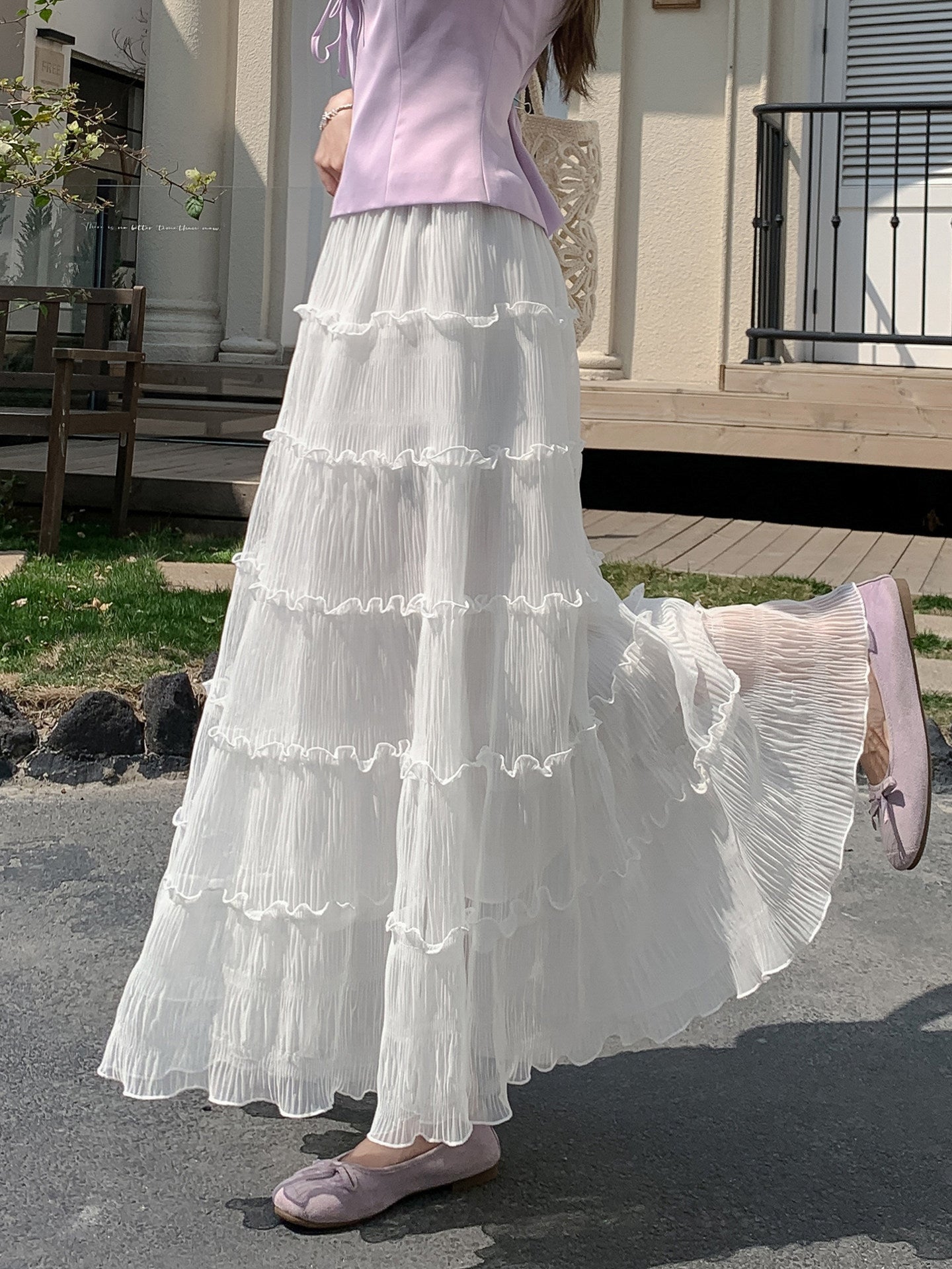 Womens Ruffled Flared Skirt