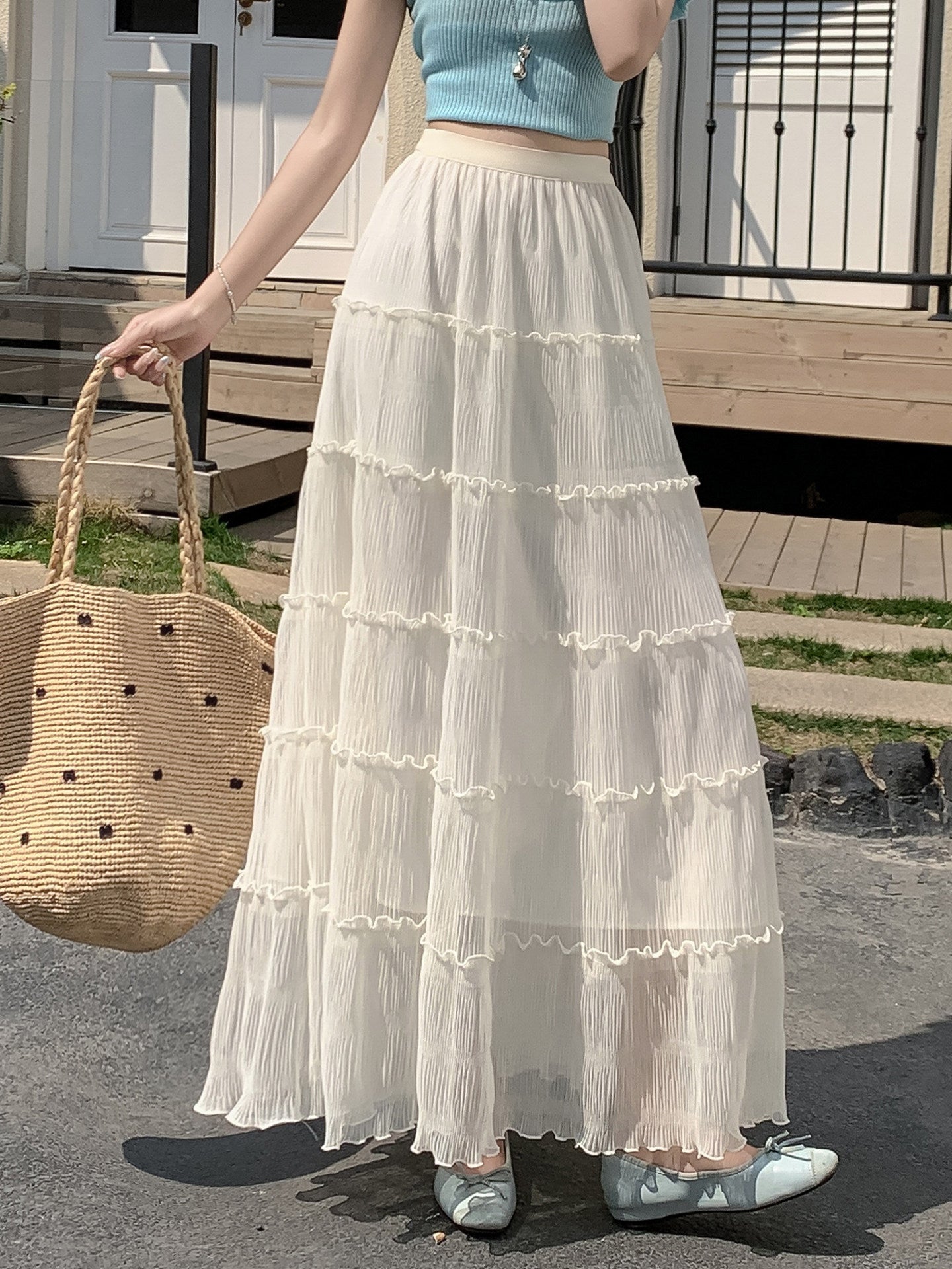 Womens Ruffled Flared Skirt