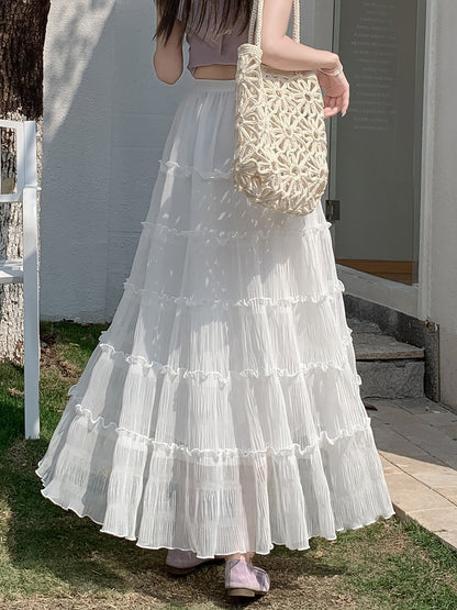 Womens Ruffled Flared Skirt
