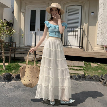 Womens Ruffled Flared Skirt